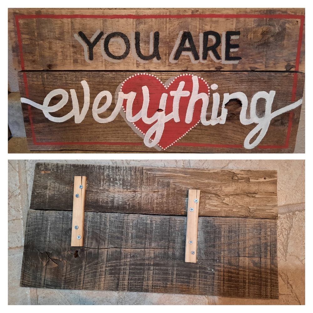 LOVE sign handpainted original Valentine pallet wood